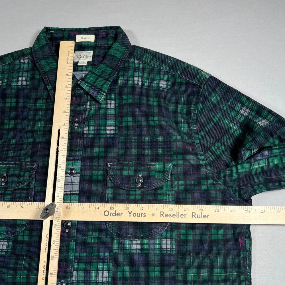 J. Crew Mens XL Classic Fit Corduroy Patchwork Plaid Button Down Shirt BC813